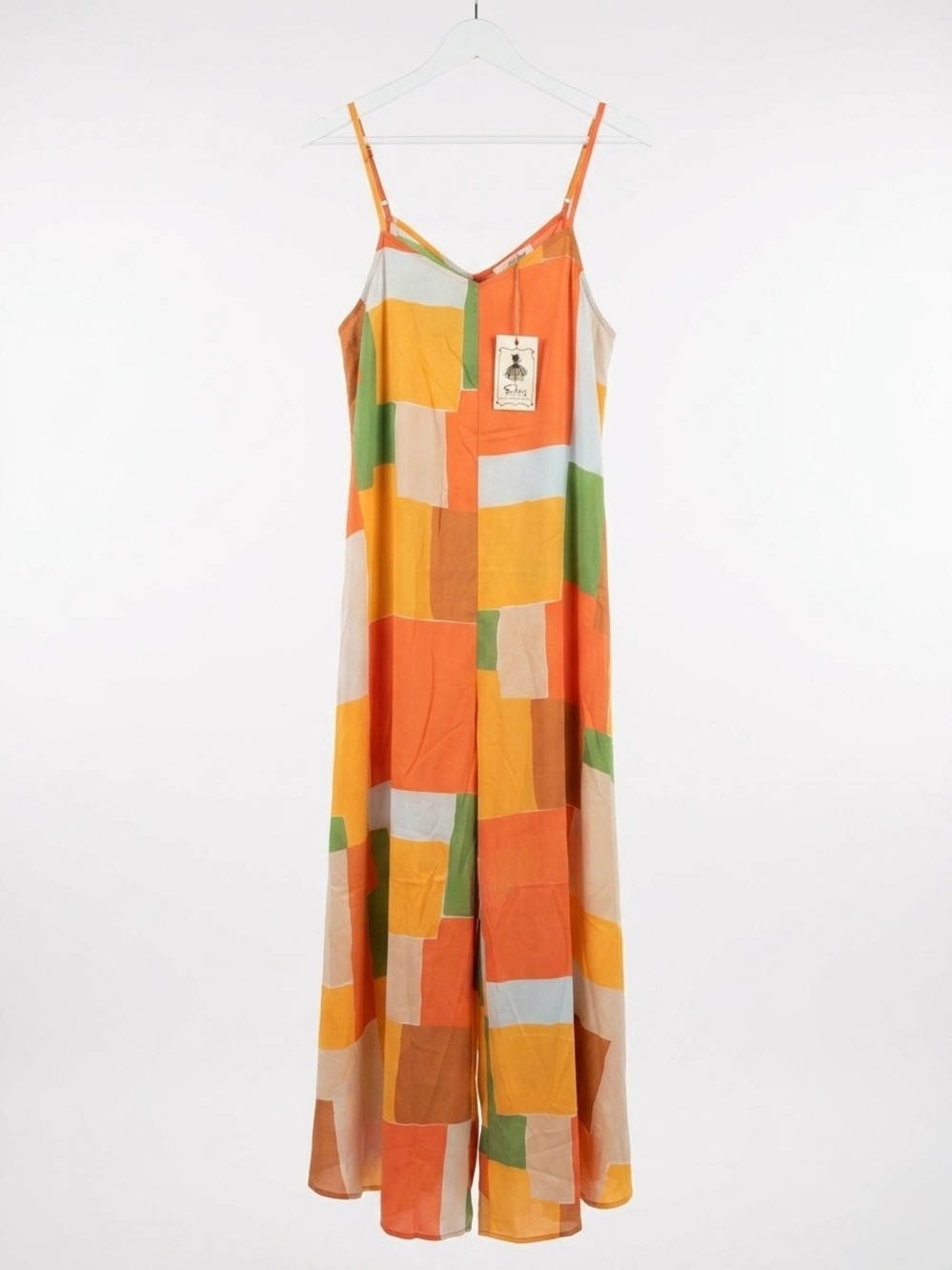 NWT Easel Geometric Colorblock Boho Wide Leg Jumpsuit - Size M - Picture 3 of 7